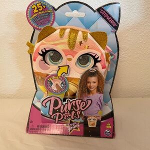 Purse Pets Plush Crossbody Purse - Pink & Gold Cat